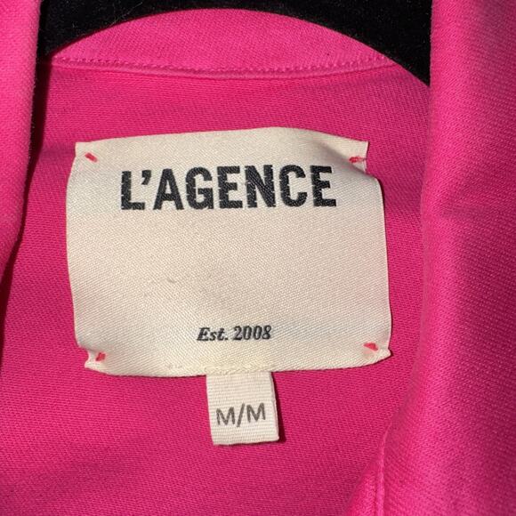 L'AGENCE Janelle Got Pink Coated Jean Jacket Barbie Core Size M - Picture 13 of 15